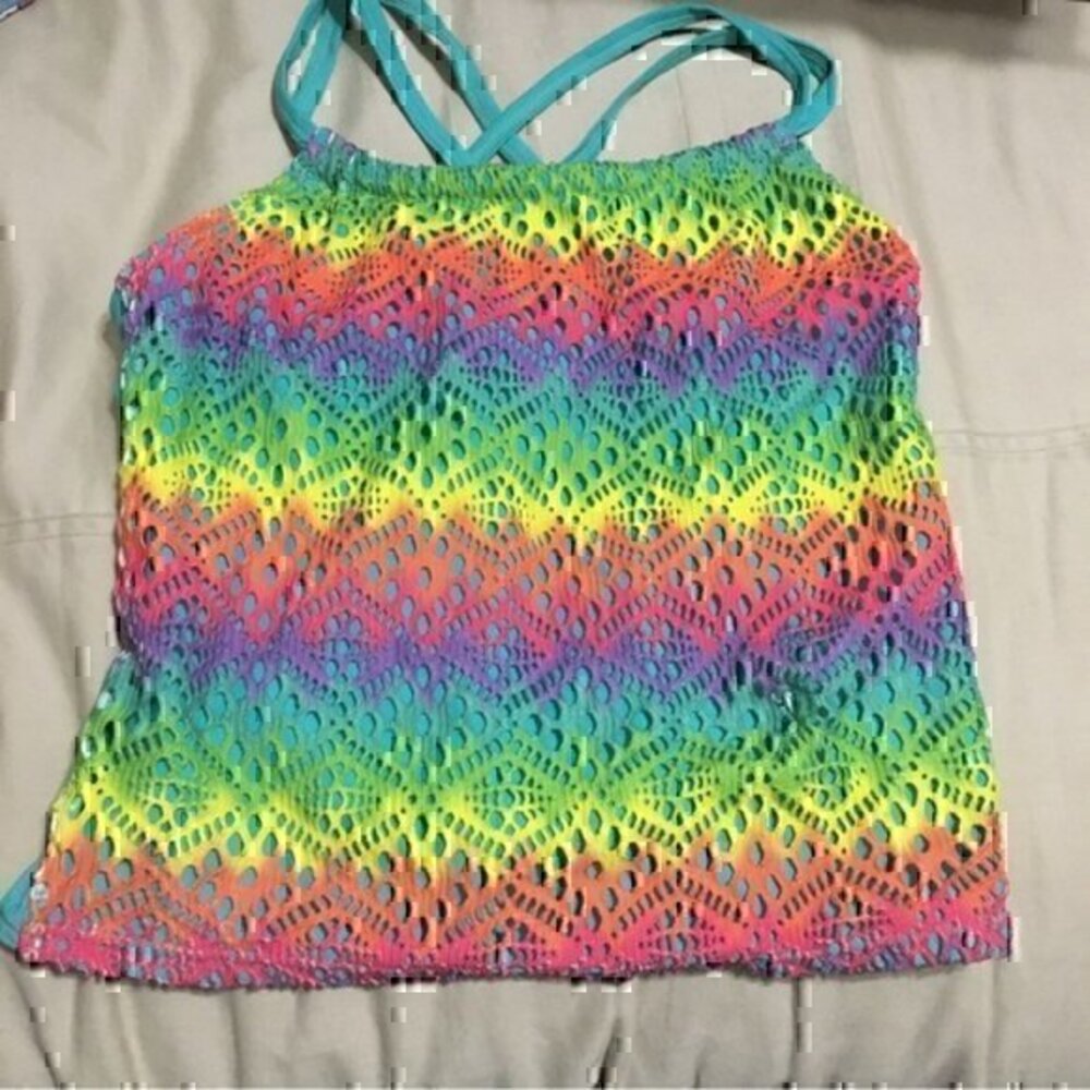 Boho tie dyed swimsuit tankini top girls size medium 7/8 xhilaration
